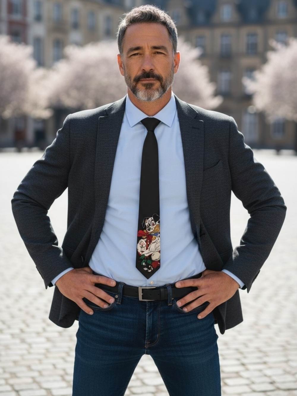 Disney Black Character-Print Tie